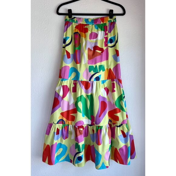 NWT Alden Adair Summer Tiered Maxi Skirt with Slit in Matisse Multicolor Size S - Picture 4 of 10